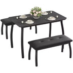 Ensemble table de salle à manger 4 places, table de cuisine à cadre métallique avec 2 bancs rembourrés, ensemble de 3 meubles de salle à manger pour appartement, studio, maison