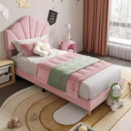 Cadre de lit tapissé COZONY Twin / Twin XL avec tête de lit réglable, velours, lattes robustes, sommier tapissier non nécessaire