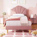 Cadre de lit tapissé COZONY Twin / Twin XL avec tête de lit réglable, velours, lattes robustes, sommier tapissier non nécessaire