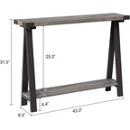Table de console étroite de ferme, table de console de 43,3 pouces avec rangement, table de canapé à 2 niveaux avec cadre en métal et MDF, table de console étroite pour la maison