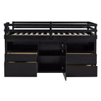 Lit mi-hauteur simple pour enfants, lit mezzanine simple en bois avec tiroirs de rangement, armoire et étagères inférieurs