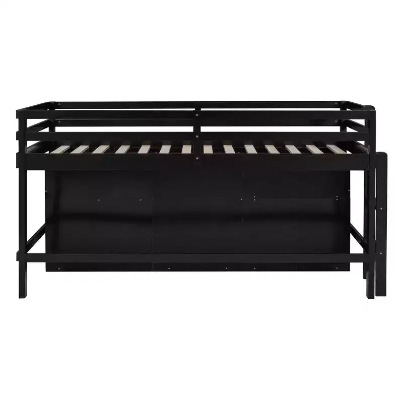 Lit mi-hauteur simple pour enfants, lit mezzanine simple en bois avec tiroirs de rangement, armoire et étagères inférieurs