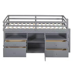 Lit mi-hauteur simple pour enfants, lit mezzanine simple en bois avec tiroirs de rangement, armoire et étagères inférieurs
