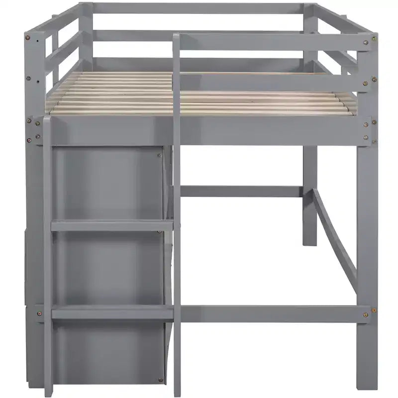 Lit mi-hauteur simple pour enfants, lit mezzanine simple en bois avec tiroirs de rangement, armoire et étagères inférieurs
