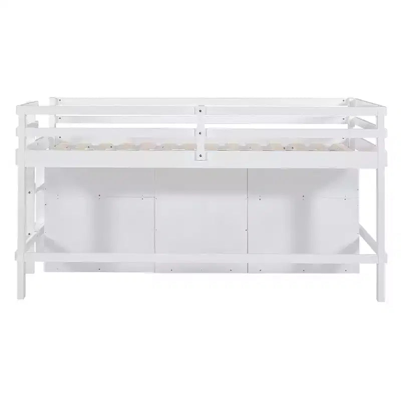Lit mi-hauteur simple pour enfants, lit mezzanine simple en bois avec tiroirs de rangement, armoire et étagères inférieurs