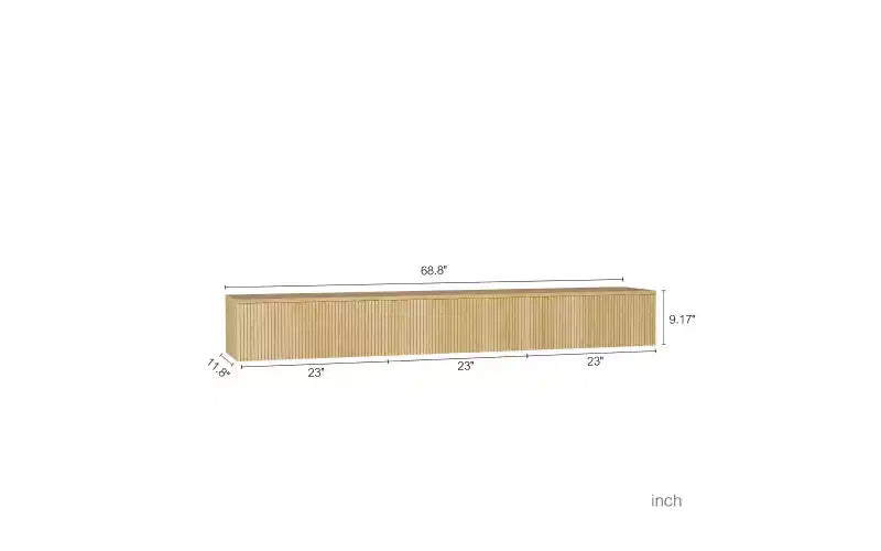 68.8 Meuble TV Flottant Mural avec 16 LED Couleurs, Meuble TV Moderne 69, Meuble TV Flottant, Centre de Divertissement pour TV 55 60 65 Pouces, Bois