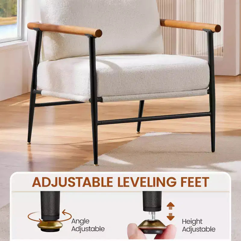 Yaheetech Fauteuil d'appoint du milieu du siècle Fauteuil de lecture avec cadre en métal pour salon, chambre à coucher