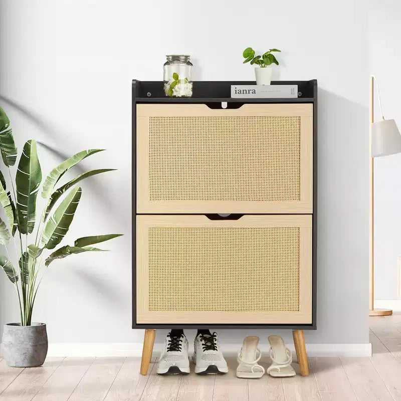 Meuble à chaussures GustoWave avec tiroirs basculants - Organisateur ventilé et anti-odeurs pour 15-20 paires de chaussures, armoire à chaussures anti-basculement