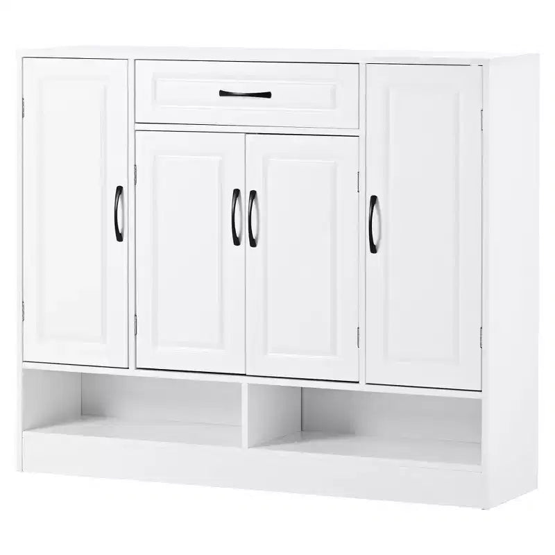 Meuble à chaussures Okak, Meuble de rangement avec 4 portes, 1 tiroir et étagères réglables, Meuble d'entrée pour Entrée, Salon