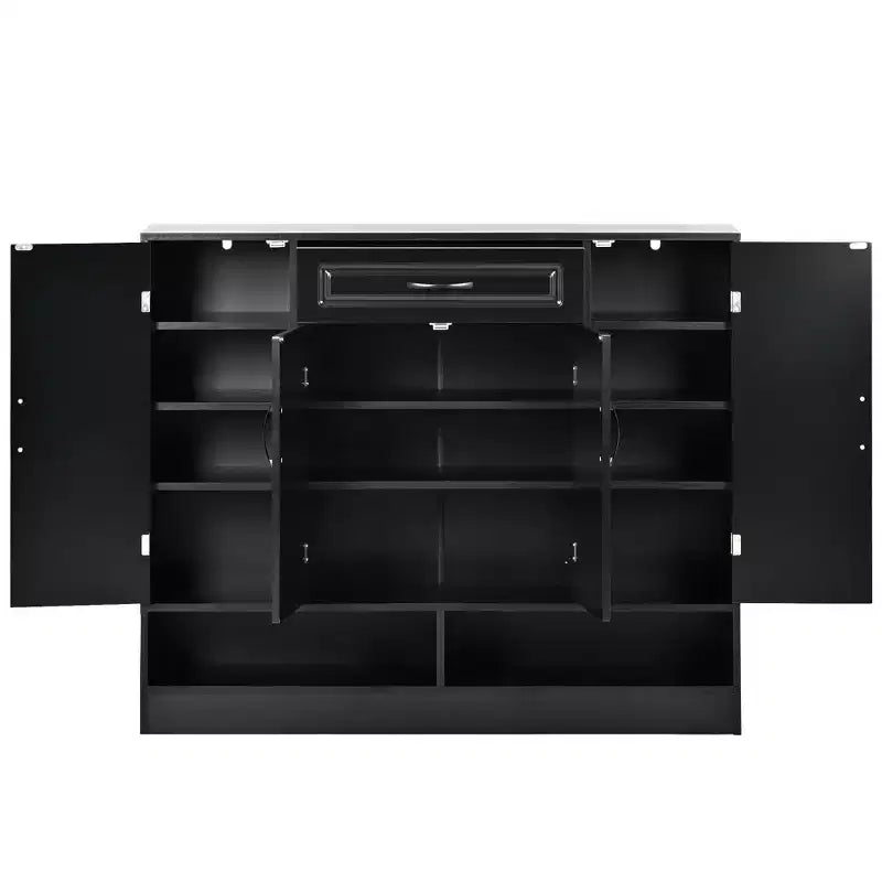 Meuble à chaussures Okak, Meuble de rangement avec 4 portes, 1 tiroir et étagères réglables, Meuble d'entrée pour Entrée, Salon