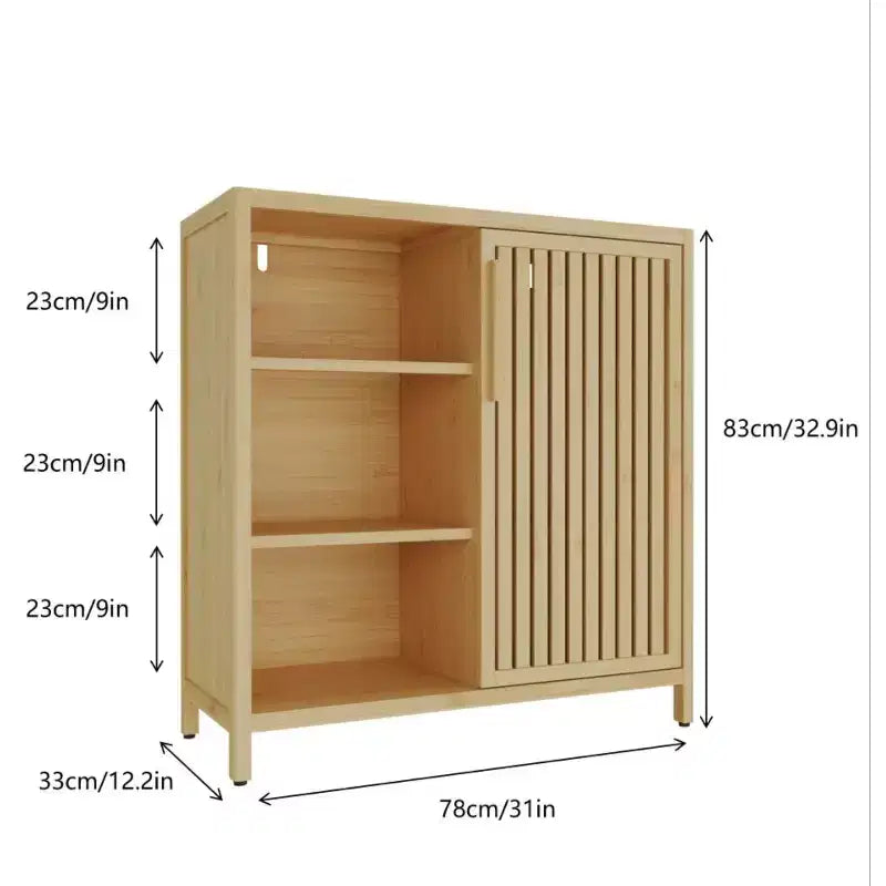 Meuble à chaussures étroit en bambou Okak avec 2 portes et 3 étagères, rangement pour chaussures pour entrée, foyer, couloir, chambre à coucher
