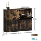 Meuble à chaussures Okak, porte-chaussures étroit avec 4 tiroirs et poignée métallique, rangement à chaussures pour entrée, foyer, couloir, chambre à coucher