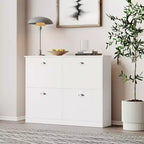 Meuble à chaussures Okak, porte-chaussures étroit avec 4 tiroirs et poignée métallique, rangement à chaussures pour entrée, foyer, couloir, chambre à coucher
