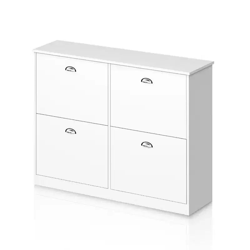 Meuble à chaussures Okak, porte-chaussures étroit avec 4 tiroirs et poignée métallique, rangement à chaussures pour entrée, foyer, couloir, chambre à coucher