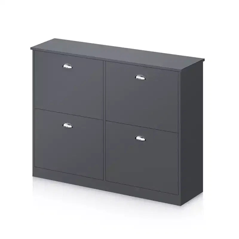 Meuble à chaussures Okak, porte-chaussures étroit avec 4 tiroirs et poignée métallique, rangement à chaussures pour entrée, foyer, couloir, chambre à coucher