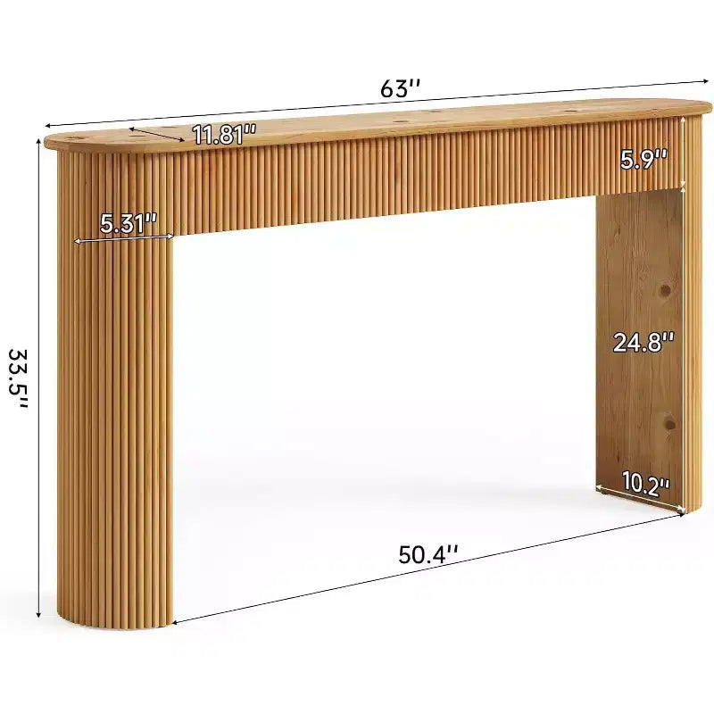 Console en bois massif Lantine, table d'entrée de 160 cm, table de canapé derrière le canapé pour salon, couloir, entrée