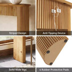 Console en bois massif Lantine, table d'entrée de 160 cm, table de canapé derrière le canapé pour salon, couloir, entrée