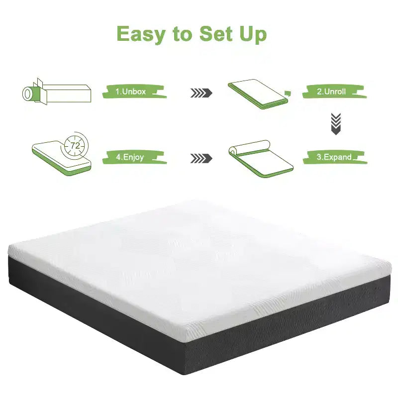 Matelas en mousse à mémoire de forme Gel Wuleitex 10, 12, 14 pouces, fermeté moyenne, sommeil silencieux tous les jours, matelas en boîte