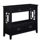 Hostack Table Console de Ferme 91 cm en Bois avec 4 Tiroirs et 1 Étagère de Rangement pour Entrée et Salon, Noir