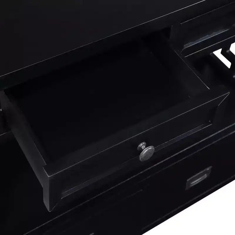 Hostack Table Console de Ferme 91 cm en Bois avec 4 Tiroirs et 1 Étagère de Rangement pour Entrée et Salon, Noir