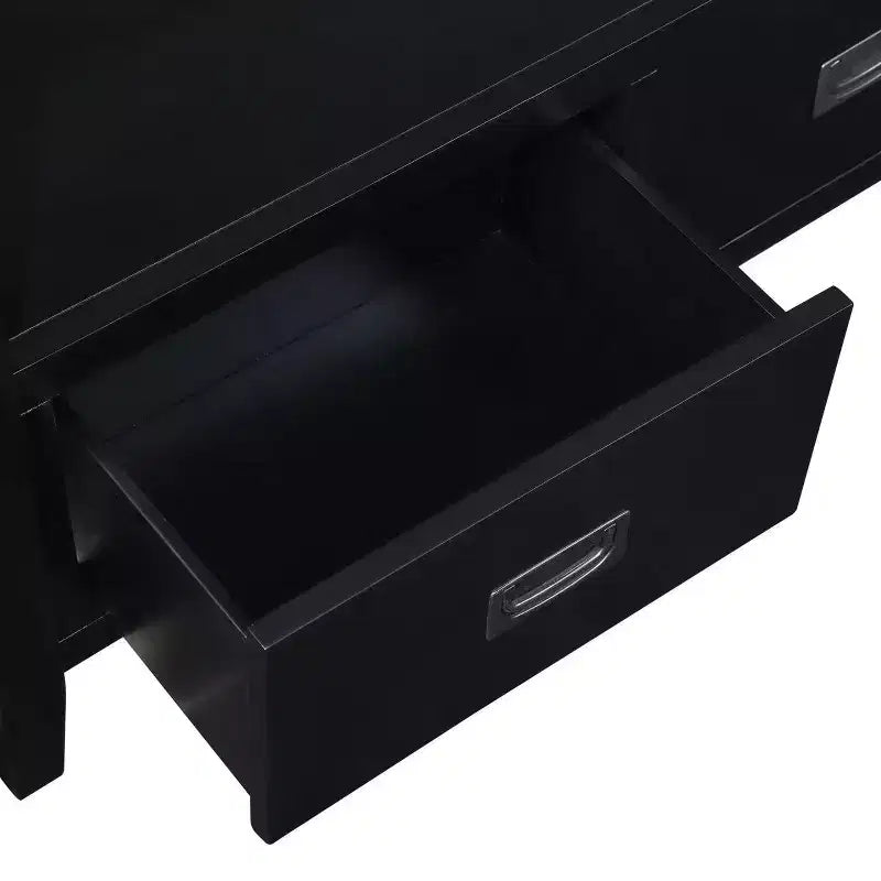 Hostack Table Console de Ferme 91 cm en Bois avec 4 Tiroirs et 1 Étagère de Rangement pour Entrée et Salon, Noir