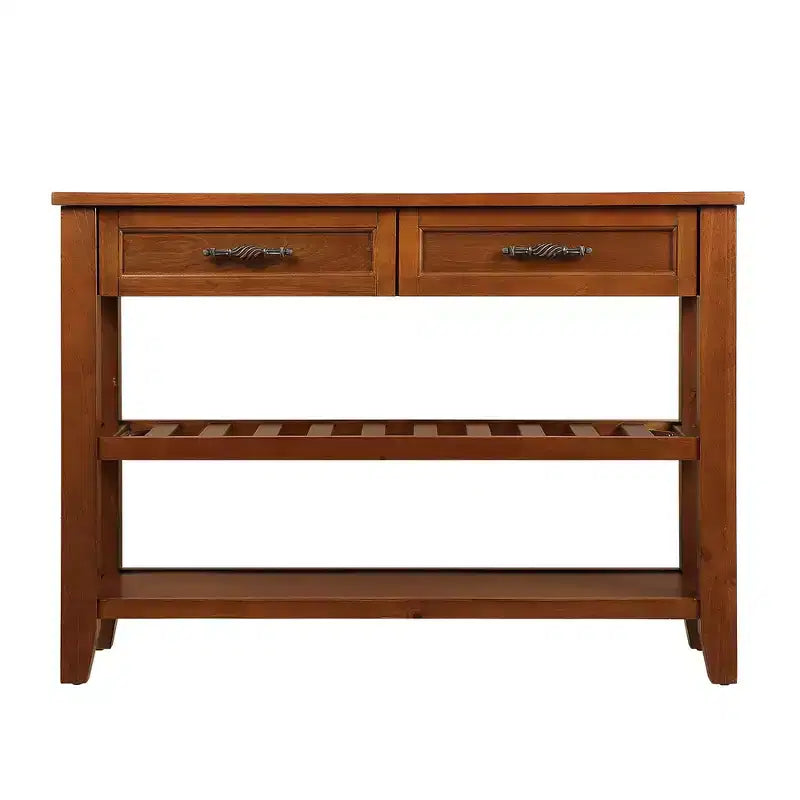 Hostack Table console de 106,7 cm avec 2 tiroirs de rangement et 2 étagères pour salon et salle à manger, marron