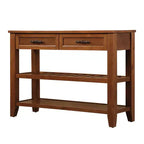 Hostack Table console de 106,7 cm avec 2 tiroirs de rangement et 2 étagères pour salon et salle à manger, marron