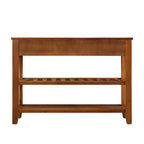 Hostack Table console de 106,7 cm avec 2 tiroirs de rangement et 2 étagères pour salon et salle à manger, marron