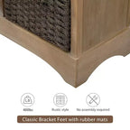 GDFStudio Elsie Meuble de rangement en bois massif avec tiroirs et paniers en rotin
