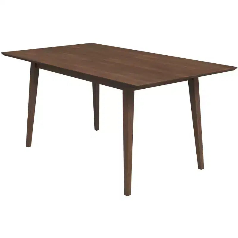 Mid-Century Solid Wood Dining Table  4-6 Seats, Brown Beveled Finish