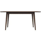 Table à manger en bois massif du milieu du siècle, 4-6 places, finition biseautée marron