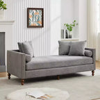 Chaise longue capitonnée en chenille Ashtabula de GDFStudio avec garniture cloutée