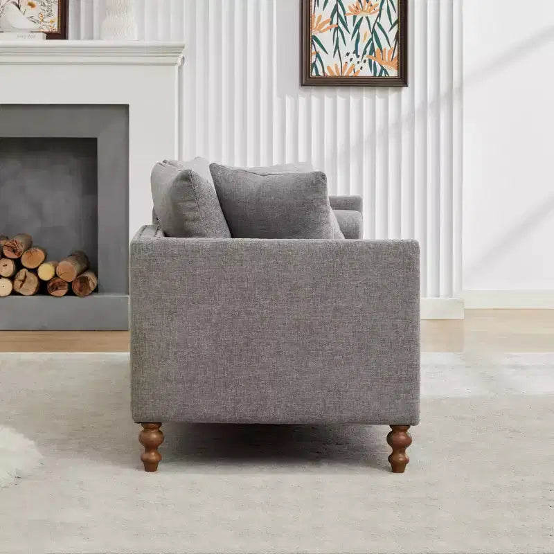 Chaise longue capitonnée en chenille Ashtabula de GDFStudio avec garniture cloutée