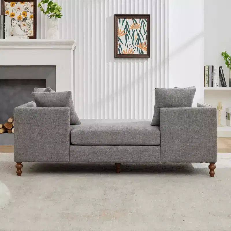 Chaise longue capitonnée en chenille Ashtabula de GDFStudio avec garniture cloutée