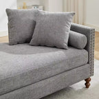 Chaise longue capitonnée en chenille Ashtabula de GDFStudio avec garniture cloutée