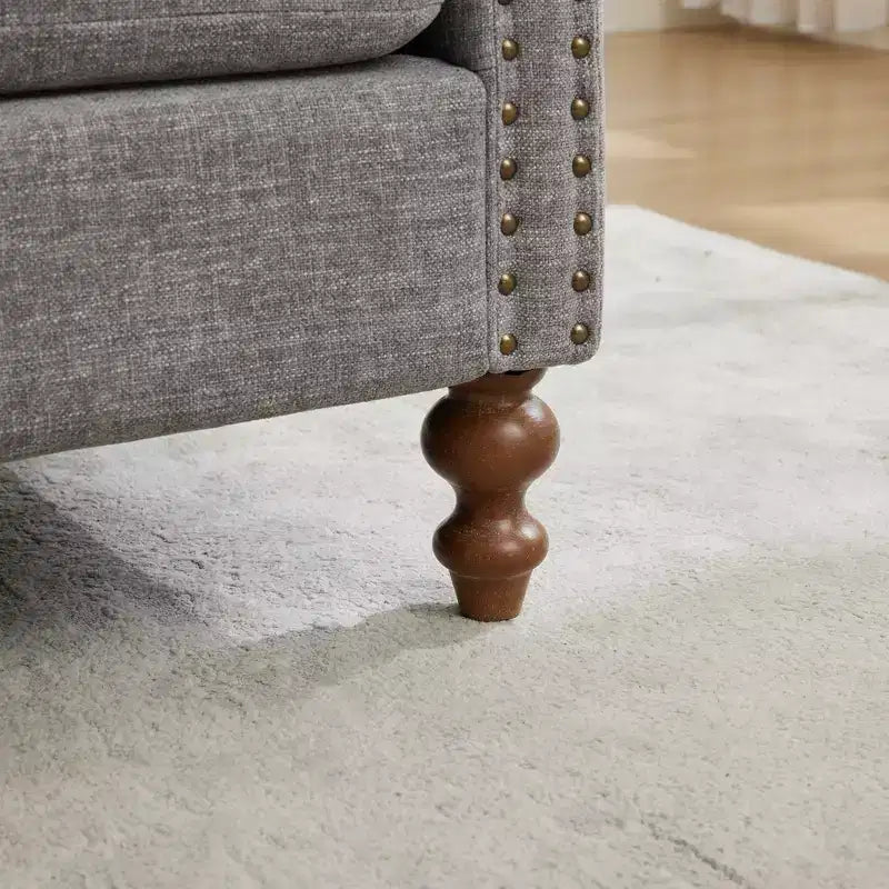 Chaise longue capitonnée en chenille Ashtabula de GDFStudio avec garniture cloutée