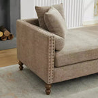 Chaise longue capitonnée en chenille Ashtabula de GDFStudio avec garniture cloutée