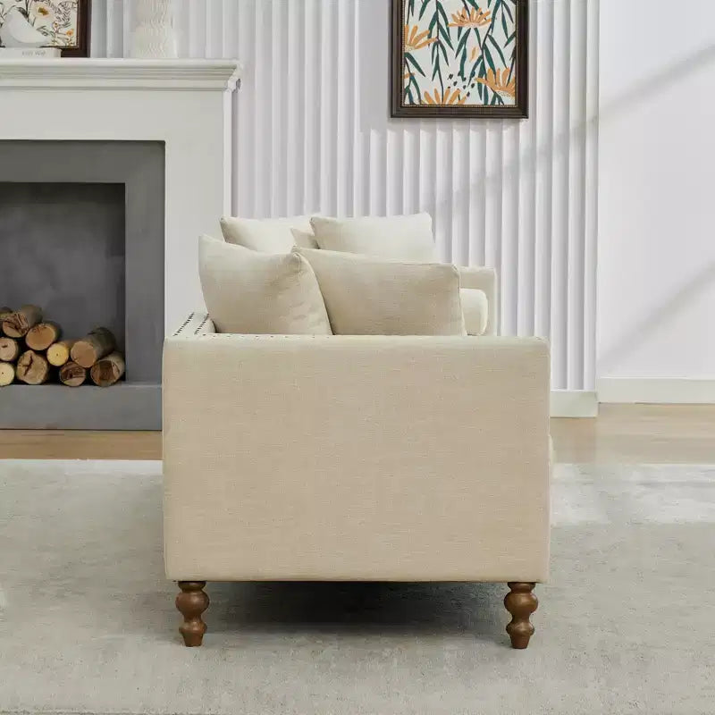 Chaise longue capitonnée en chenille Ashtabula de GDFStudio avec garniture cloutée