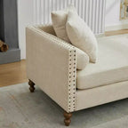 Chaise longue capitonnée en chenille Ashtabula de GDFStudio avec garniture cloutée