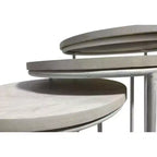 HomeRoots Lot de Deux Tables Gigognes Rondes à Cadre en Bois Massif Blanc et Métal