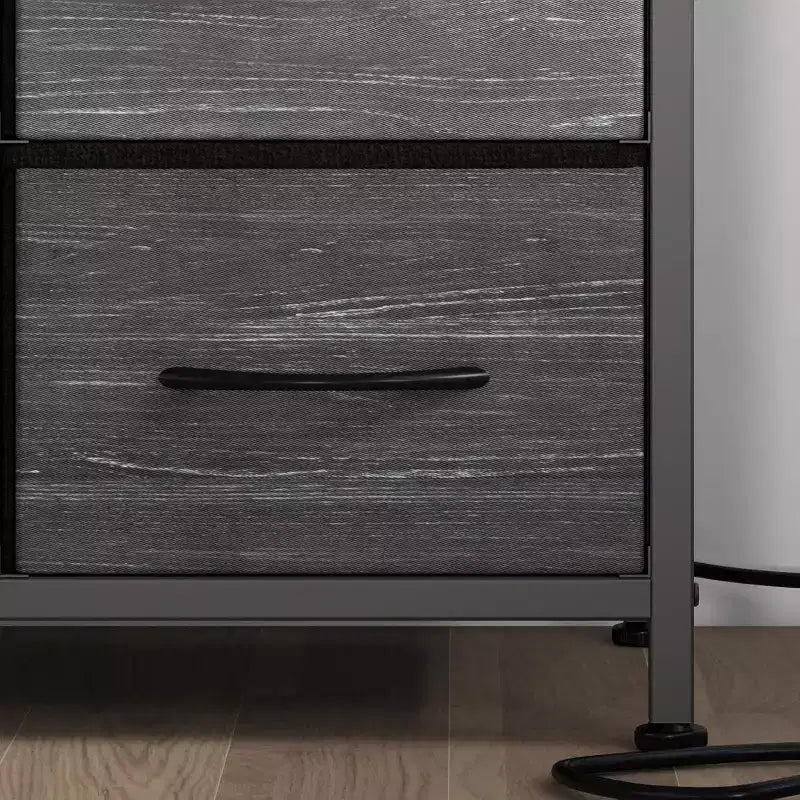 Meuble TV long de 55'' avec prise électrique, centre de divertissement, unité de rangement avec tiroirs en tissu pour chambre à coucher, commode large avec 10 grands tiroirs