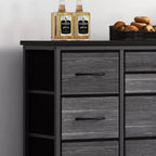 Meuble TV long de 55'' avec prise électrique, centre de divertissement, unité de rangement avec tiroirs en tissu pour chambre à coucher, commode large avec 10 grands tiroirs
