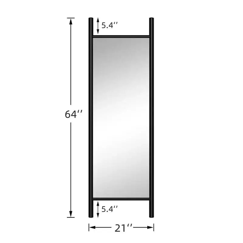 MAYEERTY Miroir pleine longueur en bois massif échelle rectangulaire noyer 63x24x1in sans support