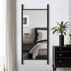 MAYEERTY Miroir pleine longueur en bois massif échelle rectangulaire noyer 63x24x1in sans support