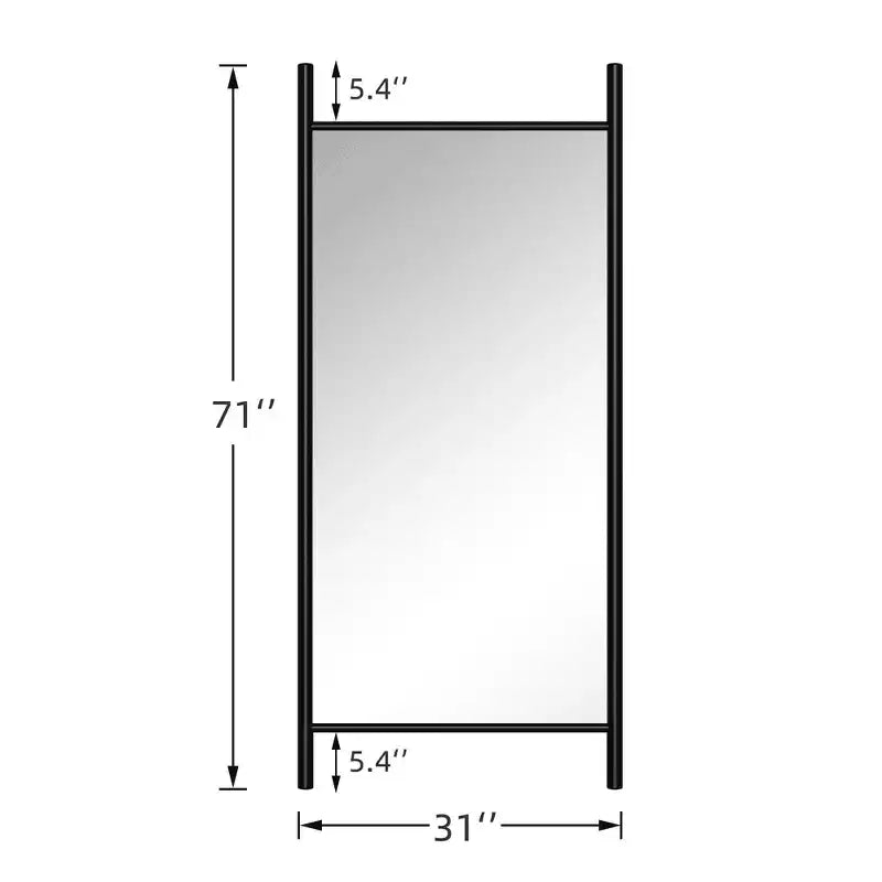 MAYEERTY Miroir pleine longueur en bois massif échelle rectangulaire noyer 63x24x1in sans support