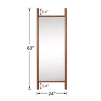 MAYEERTY Miroir pleine longueur en bois massif échelle rectangulaire noyer 63x24x1in sans support