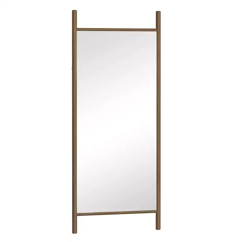MAYEERTY Miroir pleine longueur en bois massif échelle rectangulaire noyer 63x24x1in sans support