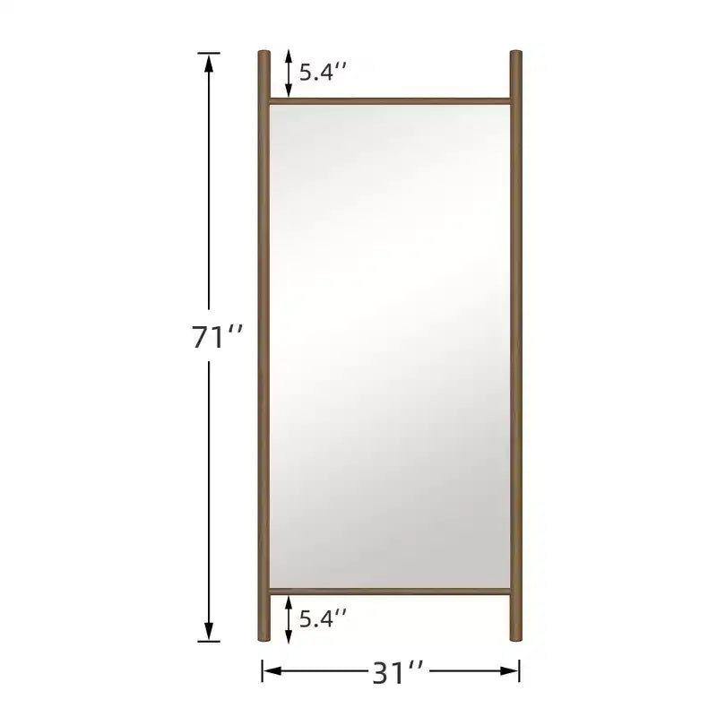 MAYEERTY Miroir pleine longueur en bois massif échelle rectangulaire noyer 63x24x1in sans support