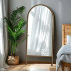 MAYEERTY Miroir pleine longueur en bois massif échelle rectangulaire noyer 63x24x1in sans support