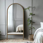 MAYEERTY Miroir pleine longueur en bois massif échelle rectangulaire noyer 63x24x1in sans support